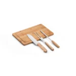 Kit churrasco em estojo de 210D com tábua em bambu e 3 utensílios em aço inox e madeira de Seringueira - Imagem 2
